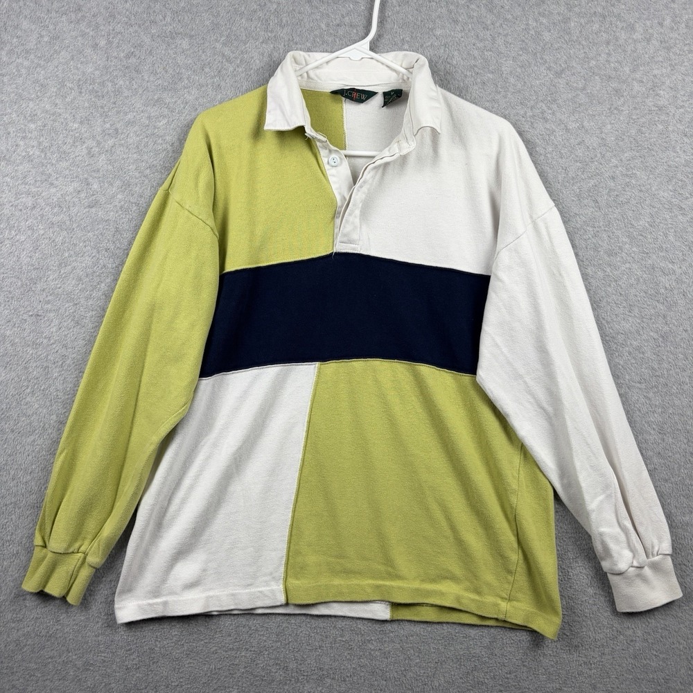 Vintage J Crew Rugby Shirt Mens Medium Colorblock Oarsman Preppy 90s Polo